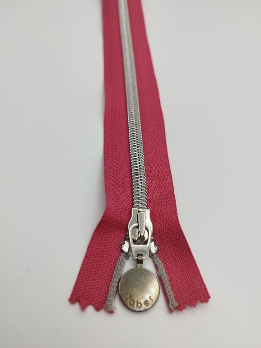Zamek suwak, żyłka, róż. Długość 25 cm
