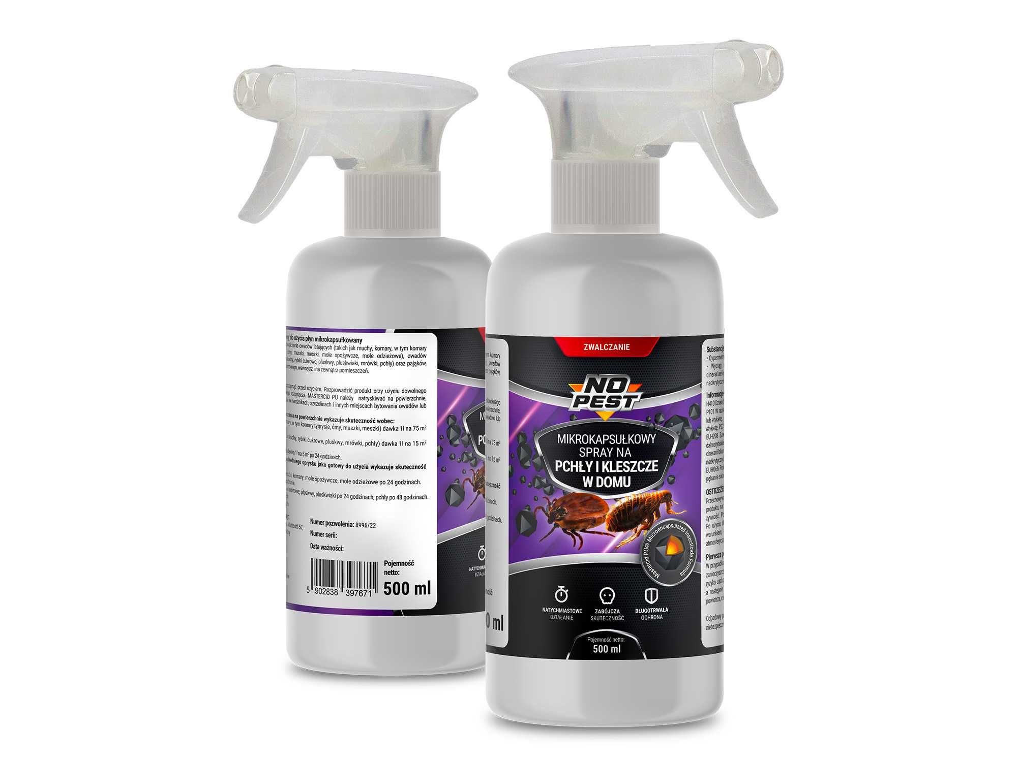 Preparat na pchły i kleszcze. Silny spray na insekty No Pest 500ml