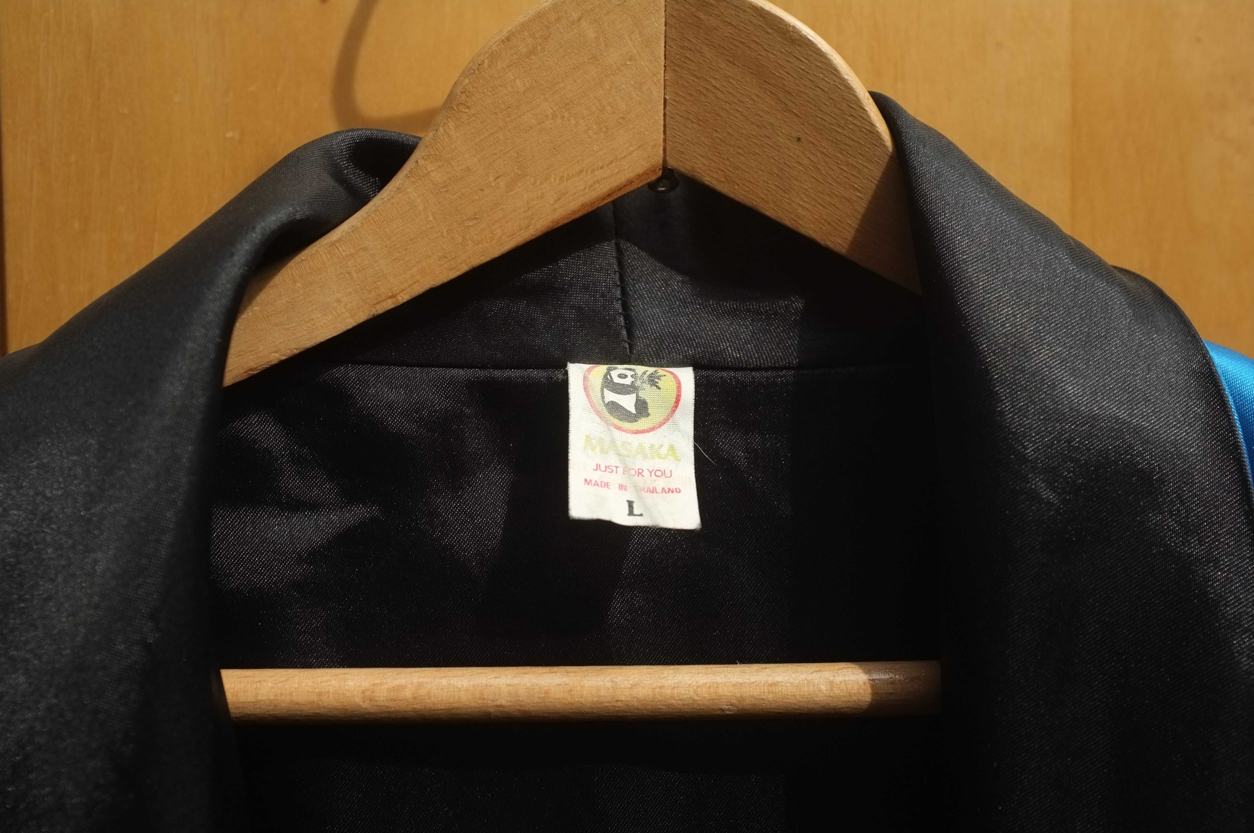 orientalny satynowy haftowany szlafrok kimono smok vintage dwustronny