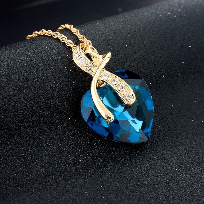 Conjunto de jóias "Coração de cristal Azul"