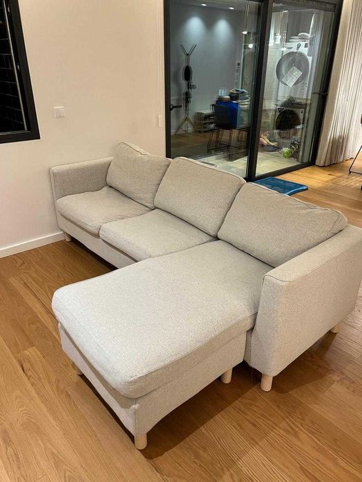 Sofá IKEA de 3 lugares com chaise longue ou puff