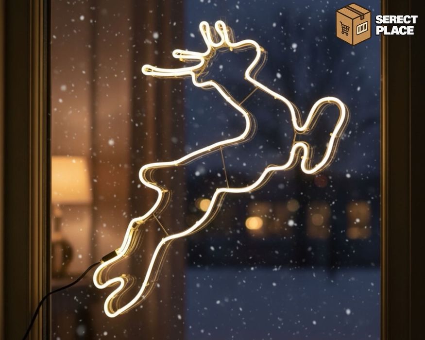 Renifer LED 70cm świecący neonowy do okna / Świąteczna dekoracja