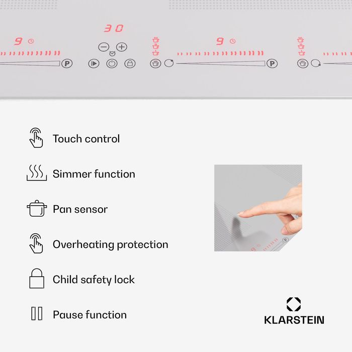 Индукционная плита 60 см  4 зоны Flex 7200W Touch White(Нiмеччина)