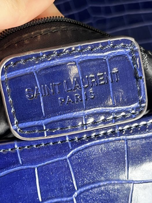 Yves Saint Laurent crocodile leather bag blue