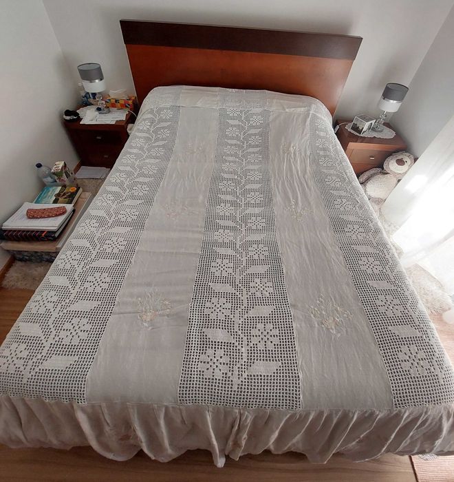 Coberta croché e linho