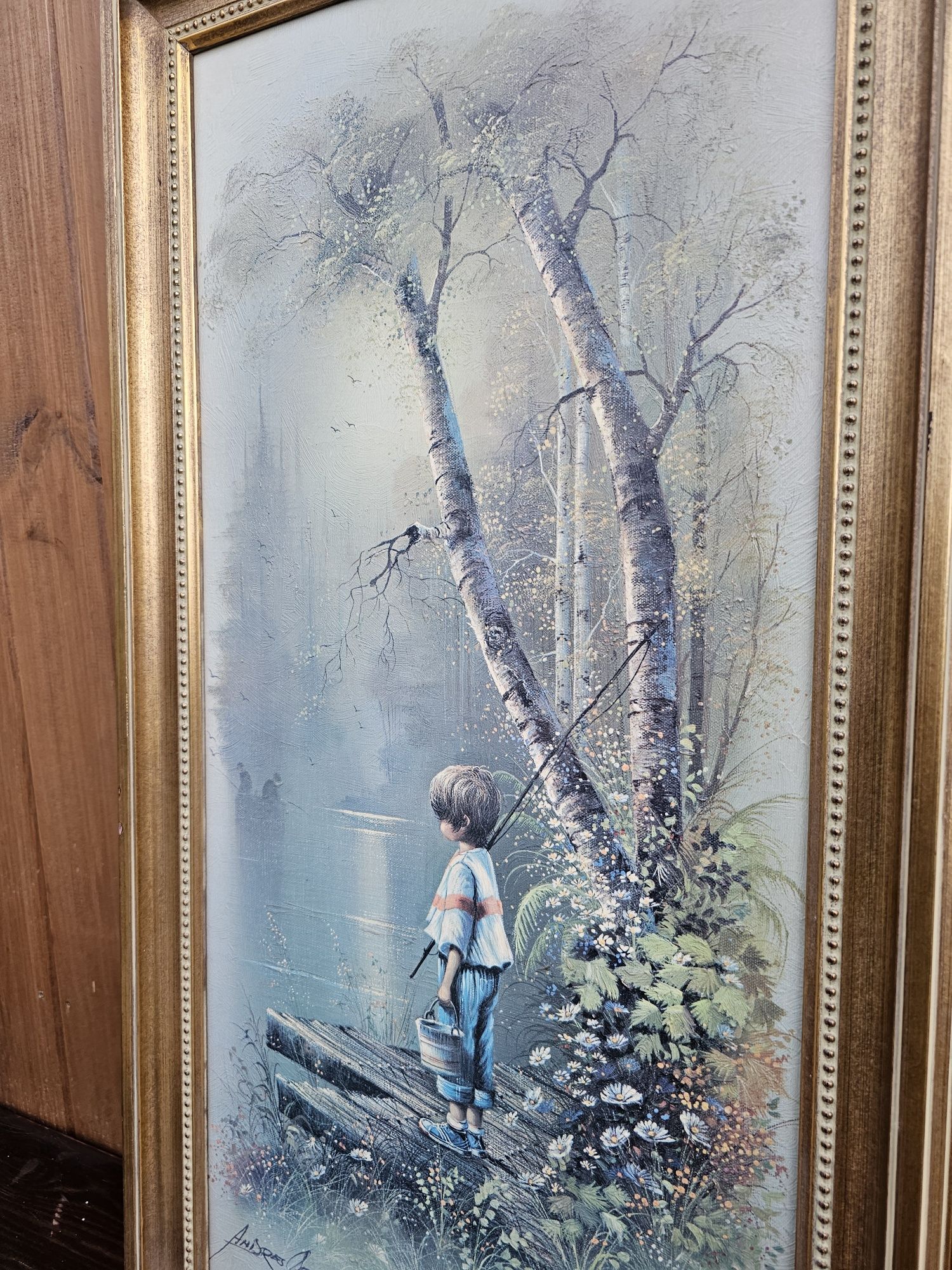 Obraz chłopiec złota rama 47x 86 cm #1420 Stylowy Węgrów