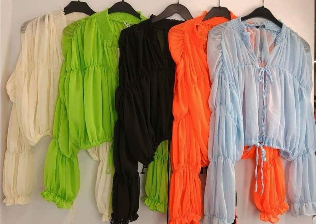 Pomarańczowa bluzka neonowa wiązana neon