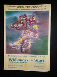Program żużlowy Włókniarz Częstochowa-Start Gniezno 1991.