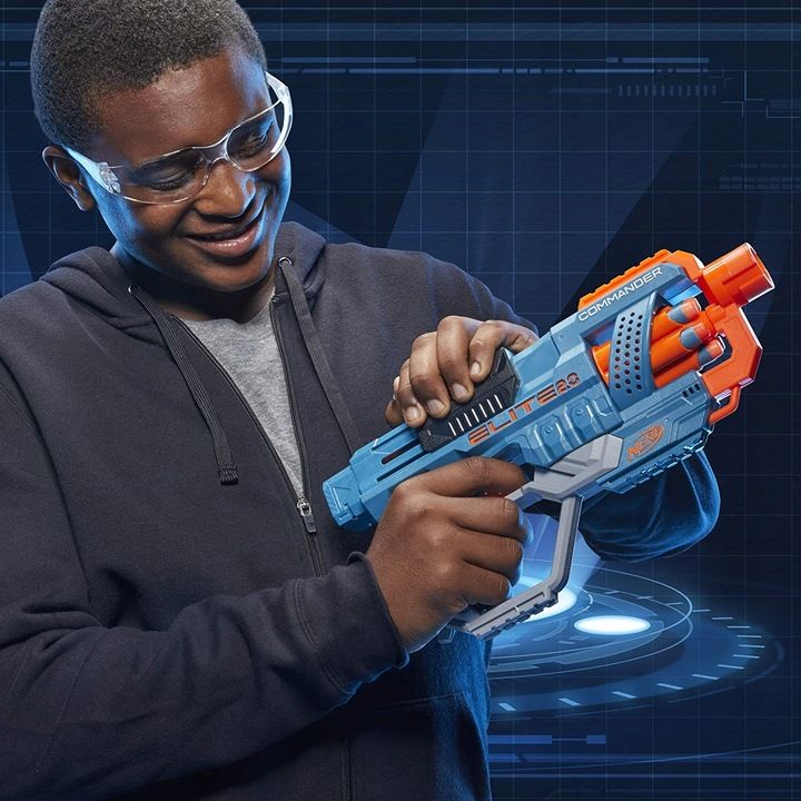 Pistolet Nerf Elite Commander Elektroniczna Tarcza Dodatkowe Strzałki