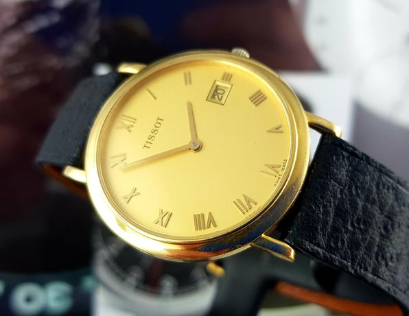 Złoty zegarek Tissot zloto 18k lata 90te Szafir Slim line 15.5g złota