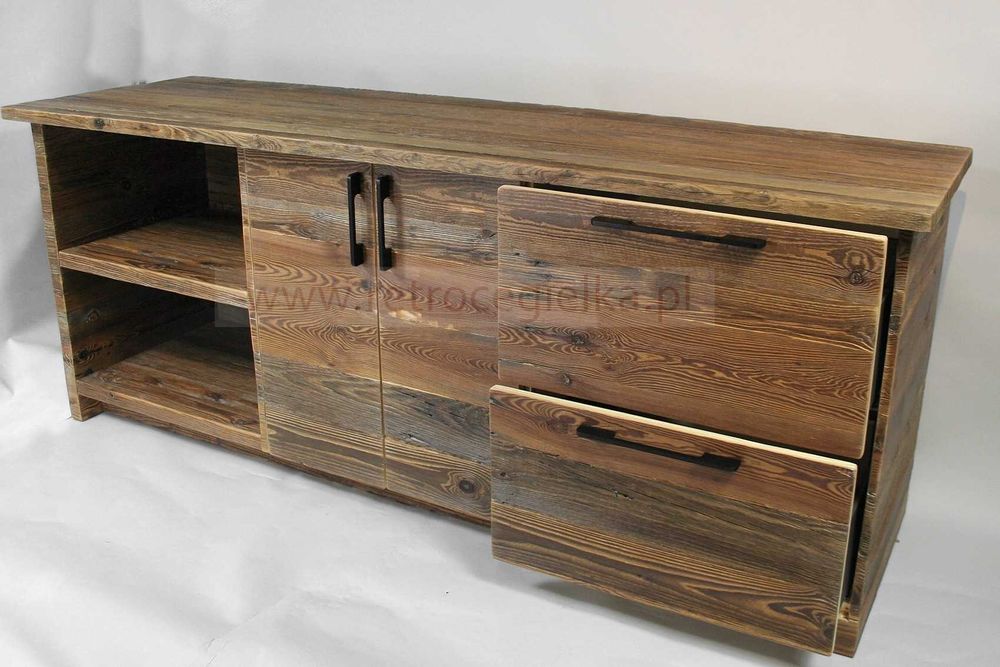 Duża szafka łazienkowa stojąca, komoda, stare drewno sosnowe