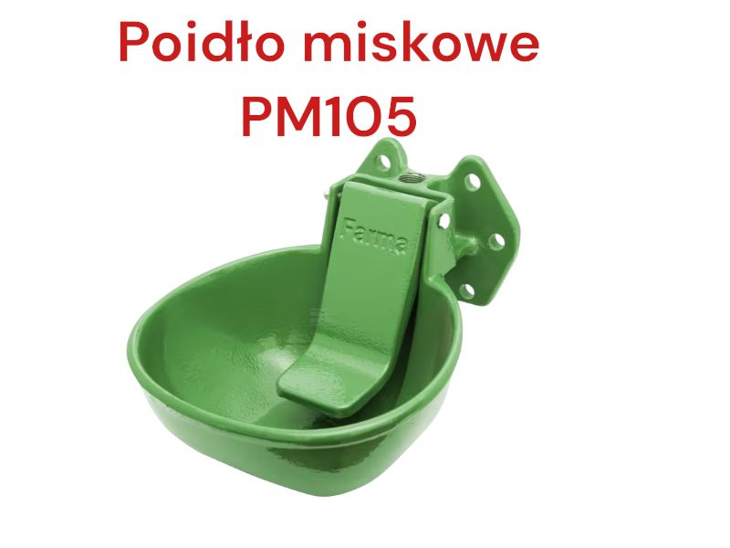 Poidło miskowe żeliwne PM105 dla bydła i koni - zielone 2l