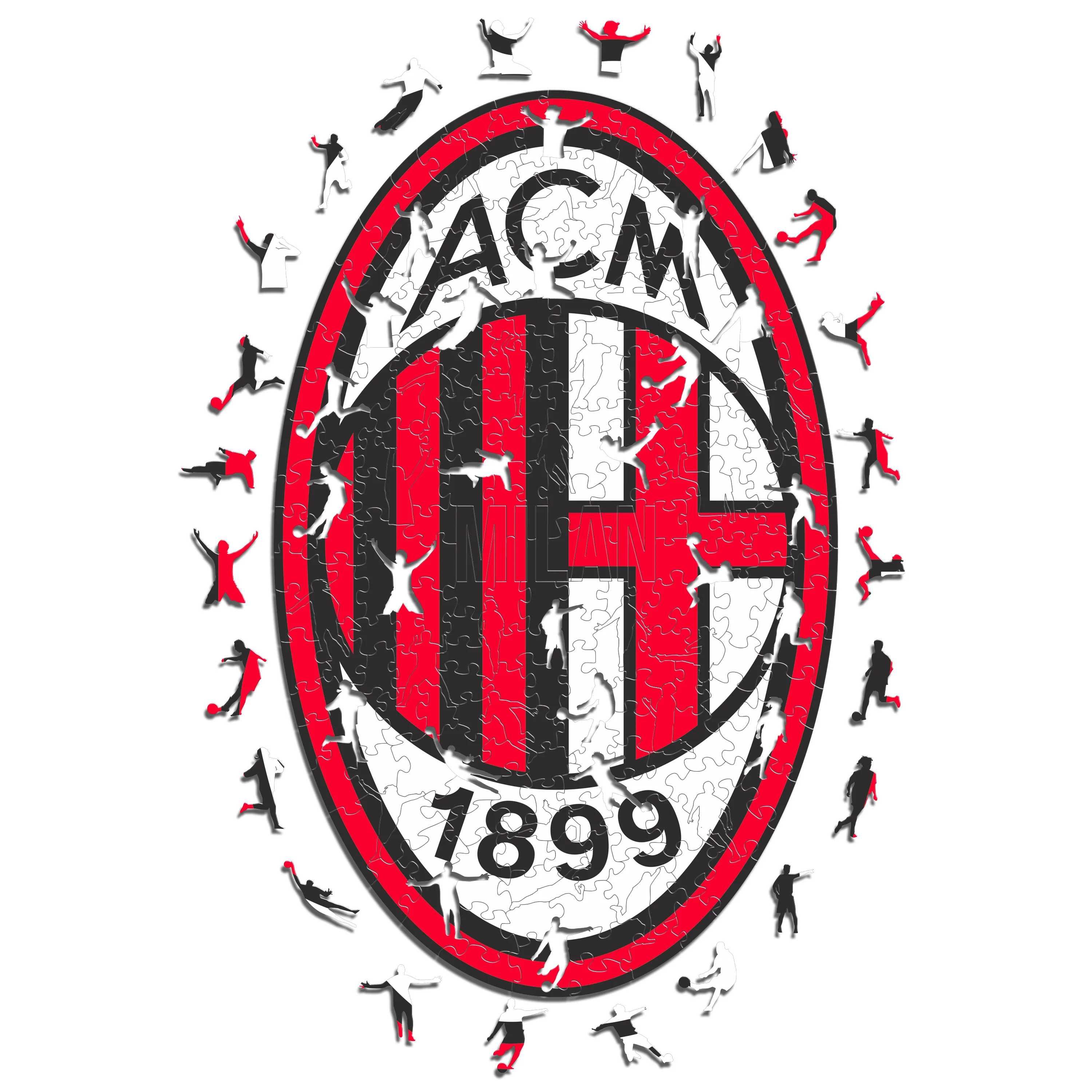 AC Milan® Logo - Wooden Puzzle Rozmiar L 37x60cm