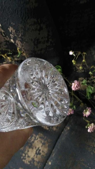 Ваза для цветов хрусталь ссср  гравировка резьба винтаж антиквариат