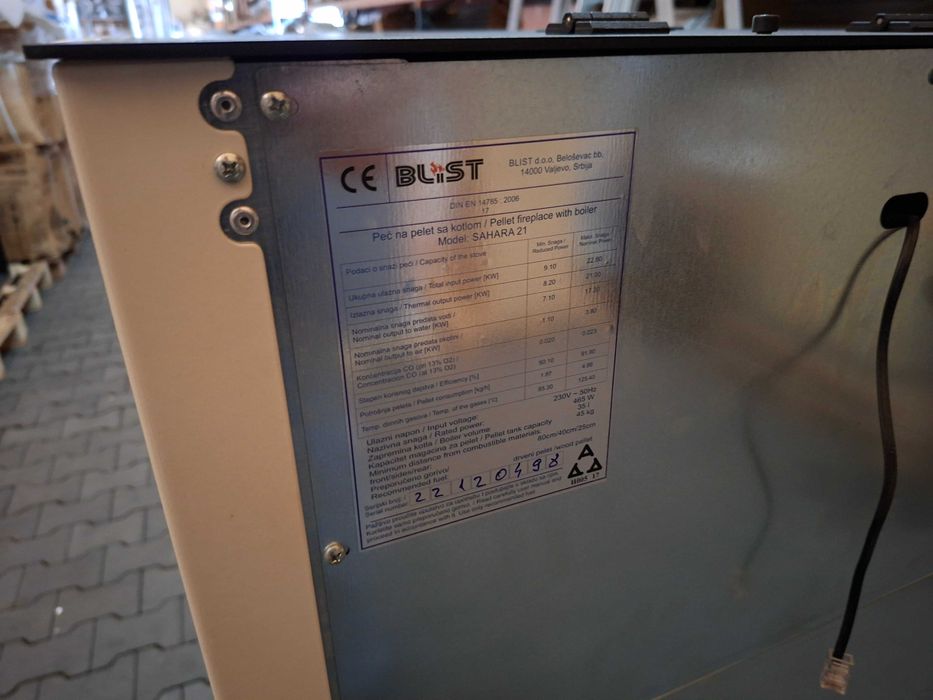 Piec Kocioł na pellet BLIST Sahara 21KW z płaszczem wodnym ECODESIGN