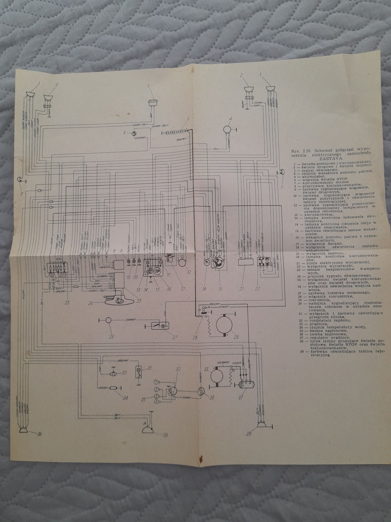 Schemat elektryczny zastava stary oryginalny