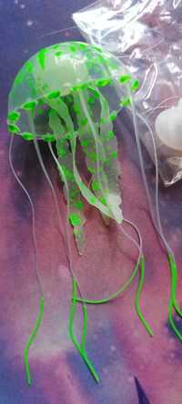 Силіконова медуза для акваріуму, декор (зелена)