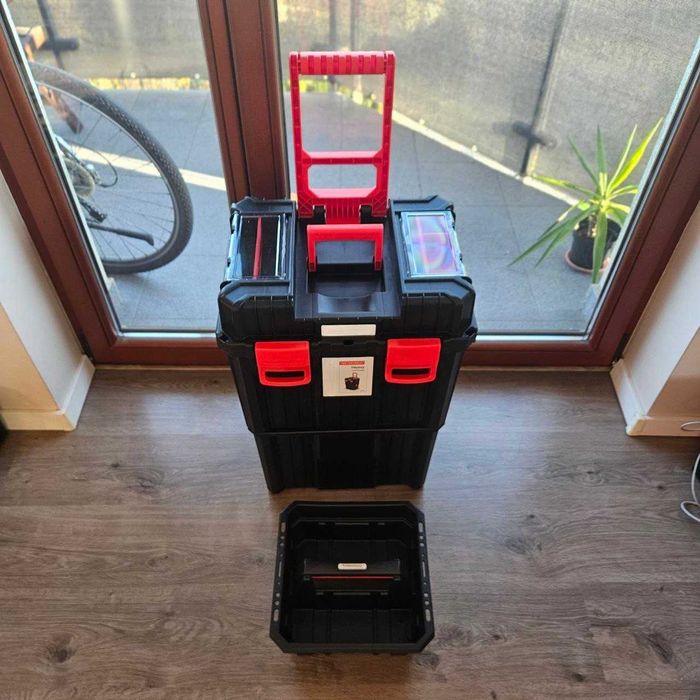 XXL Nowa Mocna Skrzynka Narzędziowa Na Kółkach Budowa+GRATIS Organizer