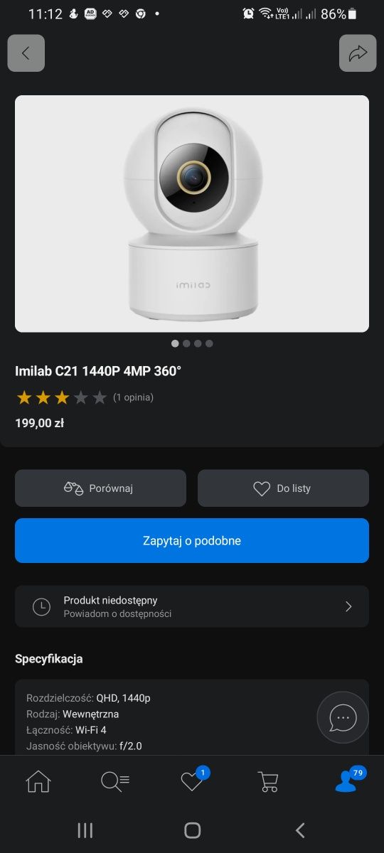 Kamera 4K Imilab C21 1440P 4MP 360° cena takiej 199zl

Inteligentna ka