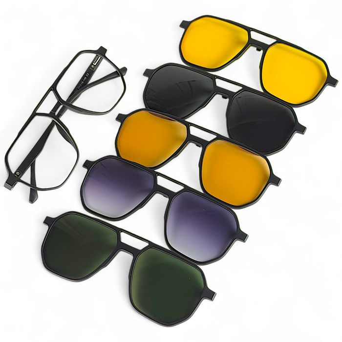 Okulary Oprawki zerówki z 5 nakładkami przeciwsłoneczne