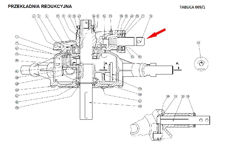 Wałek atakujący przekładni zgrabiarki tryb Z10 Comer K-791A