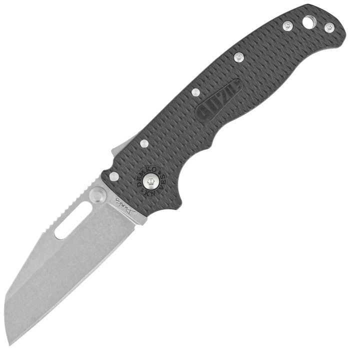 Nóż składany Demko AD20.5 Shark Foot Black Grivory, Stonewashed D2 by