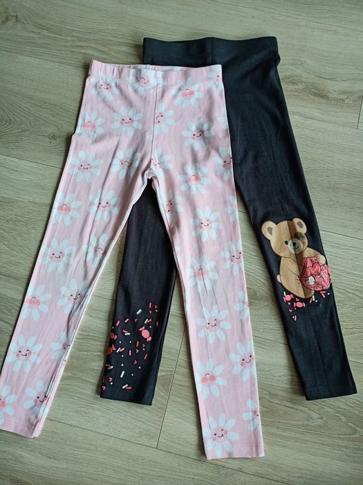 Legginsy dziewczęce 2pak różowe i czarne 116