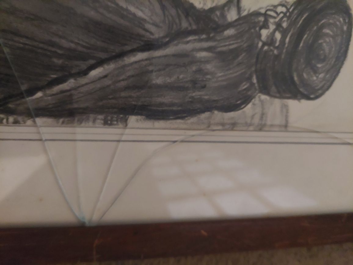 Ema Brandao desenho datado e assinado pintura