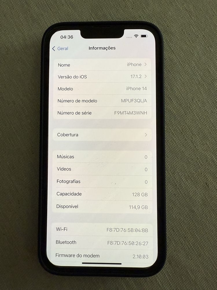 Iphone 14 128Gb Preto Com fatura