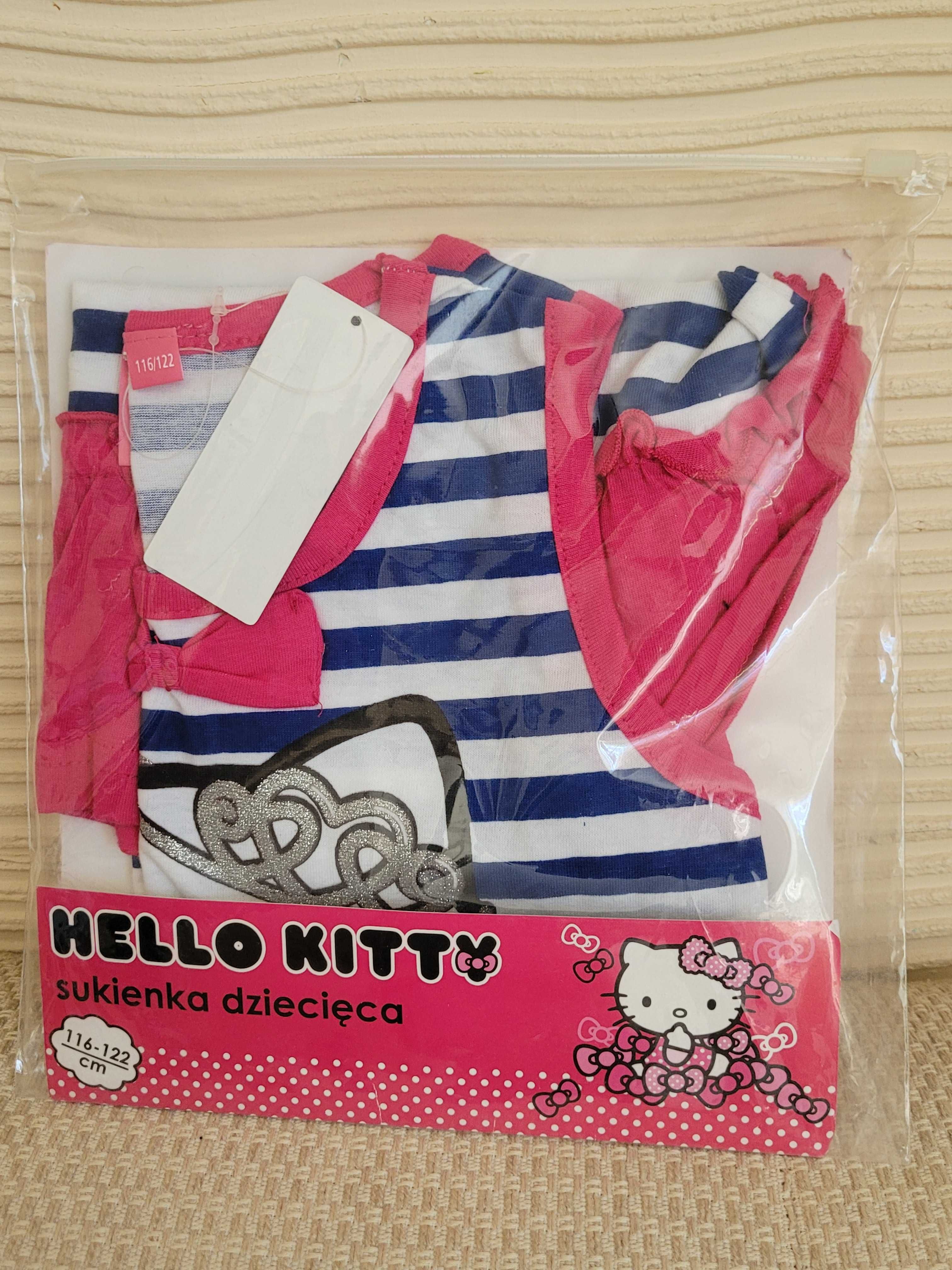 Nowa sukienka 116/122 Hello Kitty w paski