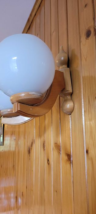 Komplet oświetlenie, żyrandol ,kinkiety, klosze-kule białe szklane