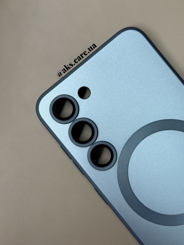 Блакитний бірюзовий силіконовий чохол MagSafe лінзами Samsung A/S/Note