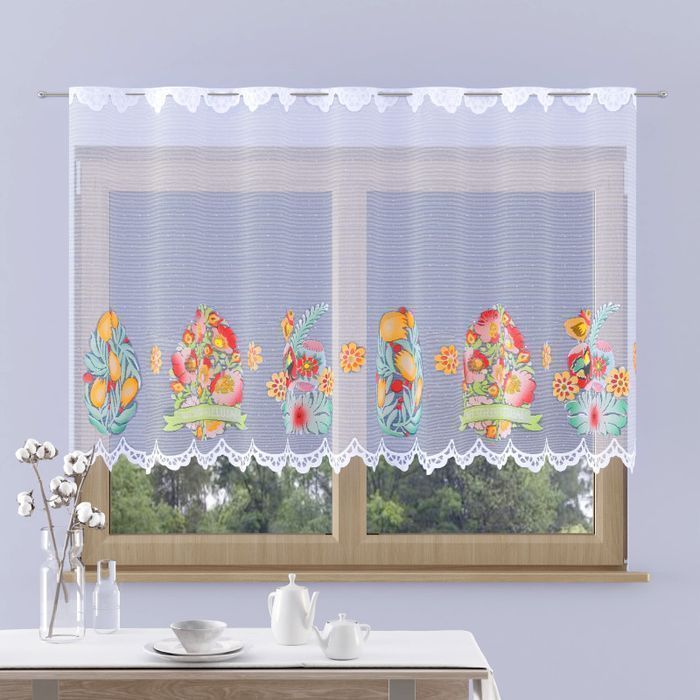 Firanka świąteczna żakardowa metrażowa wys. 100 cm Pisanka