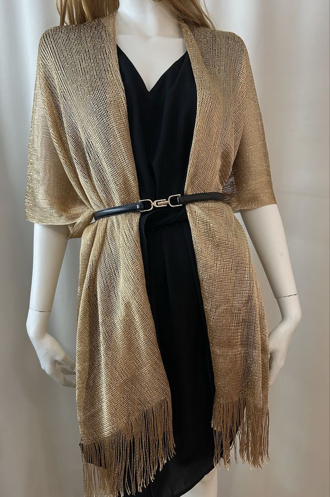 Zlota narzutka poncho elegancka kimono luksus