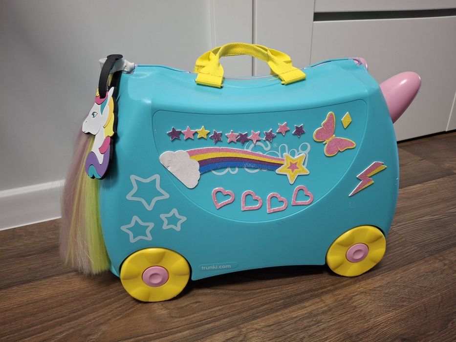 Trunki walizka torba jednorożec włosy kitka kolorowa