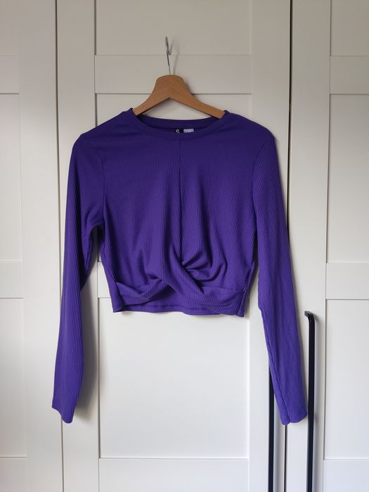 Fioletowy bakłażanowy crop top h&m rozmiar M/38