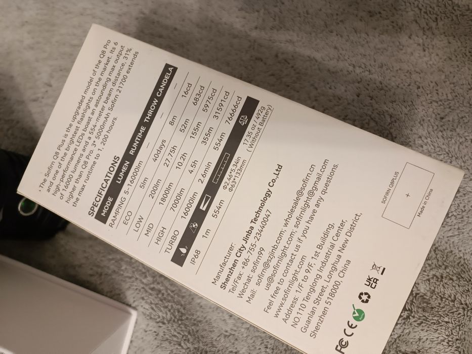 Latarka sofirn q8plus 6x xhp50 led 16000 lumenów  mega moc