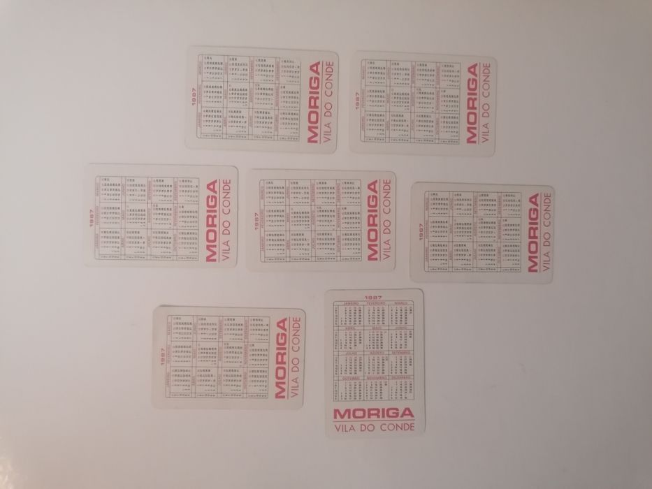 Conjunto de 7 calendários de 1987 de gatos com frases amorosas