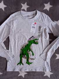 NOWA bluzka koszulka tshirt sinsay 140 dinozaur dinozaury cekiny