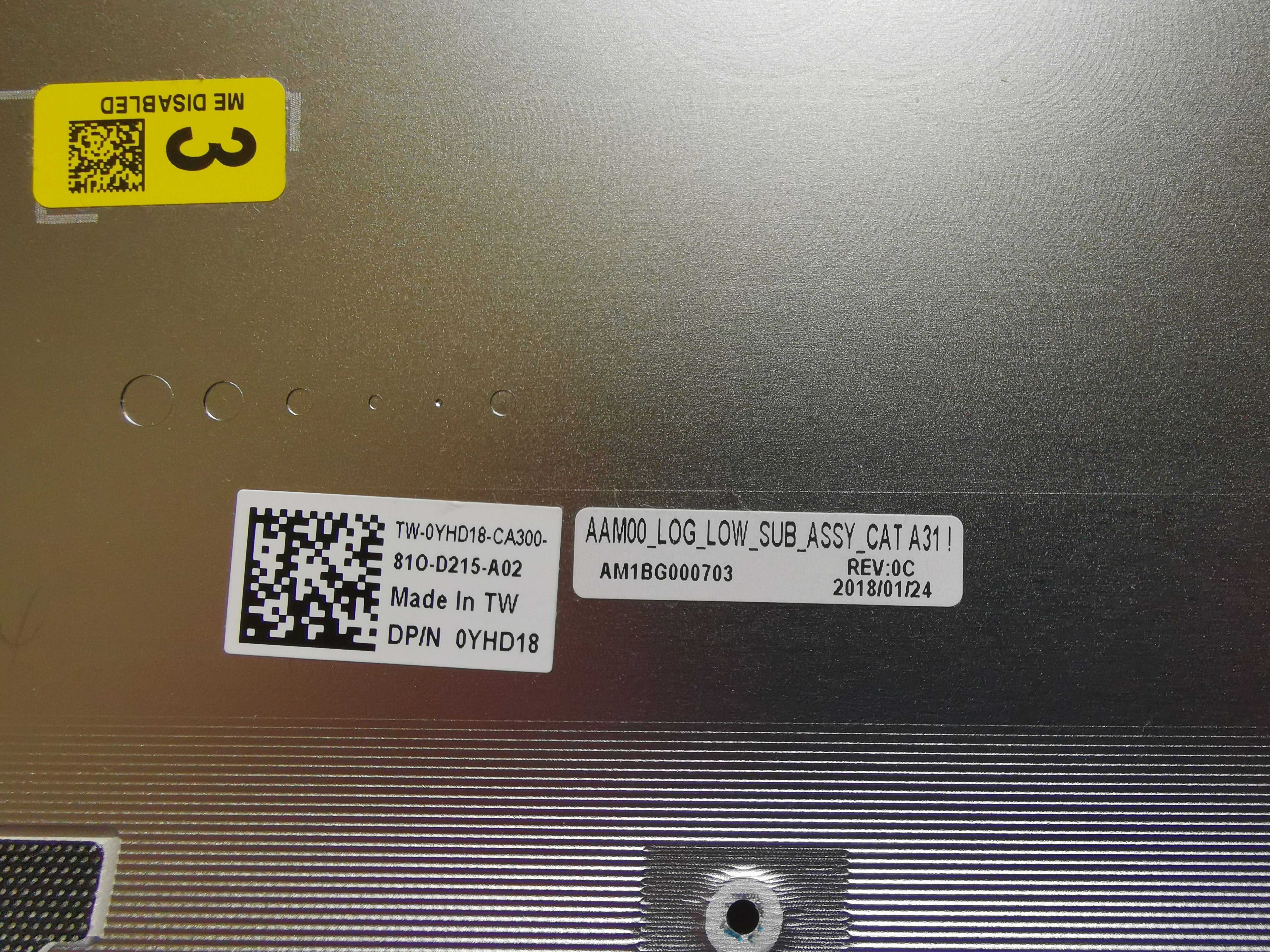Dell XPS 15 Precision obudowa dolna aluminiowa 0YHD18