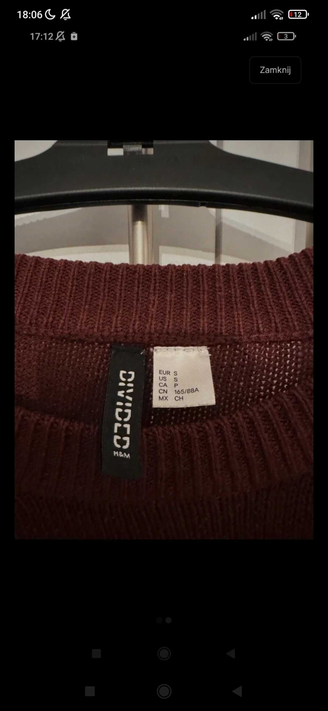 Sweter  bordowy.