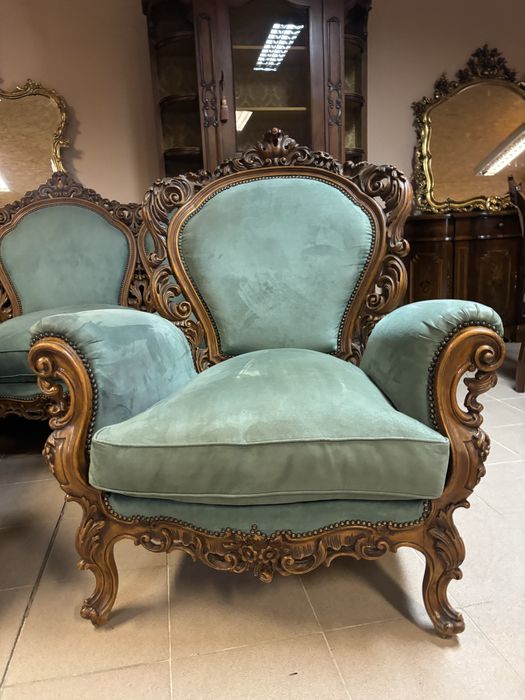 Stylowy komplet wypoczynkowy włoski sofa 2 fotele meble stylowe italy