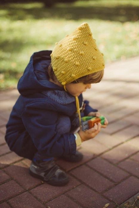 Bonetka popcorn jesienna welna merino