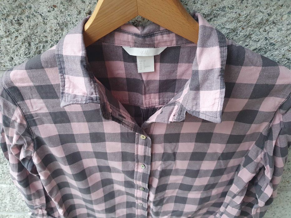 Różowo-szara koszula H&M roz 34 XS