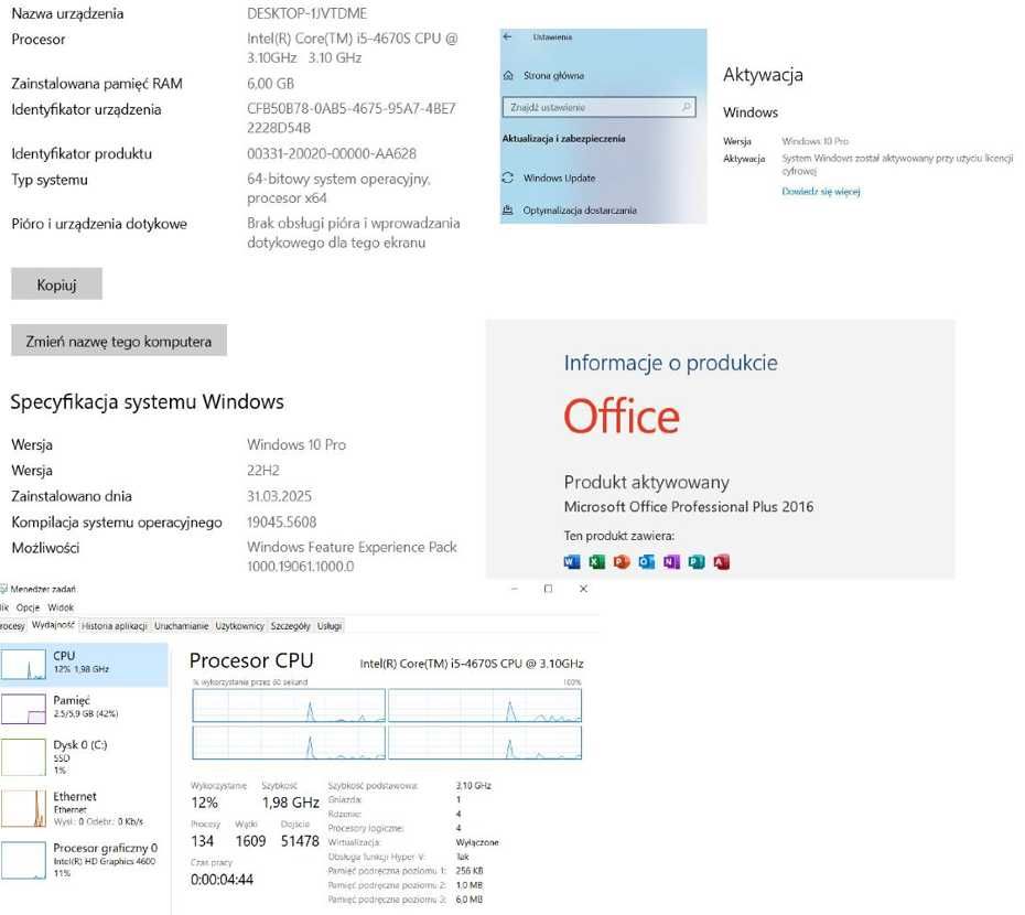 HP EliteDesk 800 G1 Ultra-slim Intel Core i5 4rdzenie 6GB RAM, 256 SSD