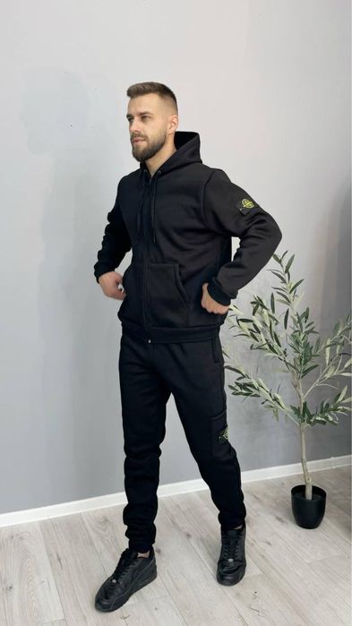 Костюм чоловічий на флісі зіп худі і штани Стоне