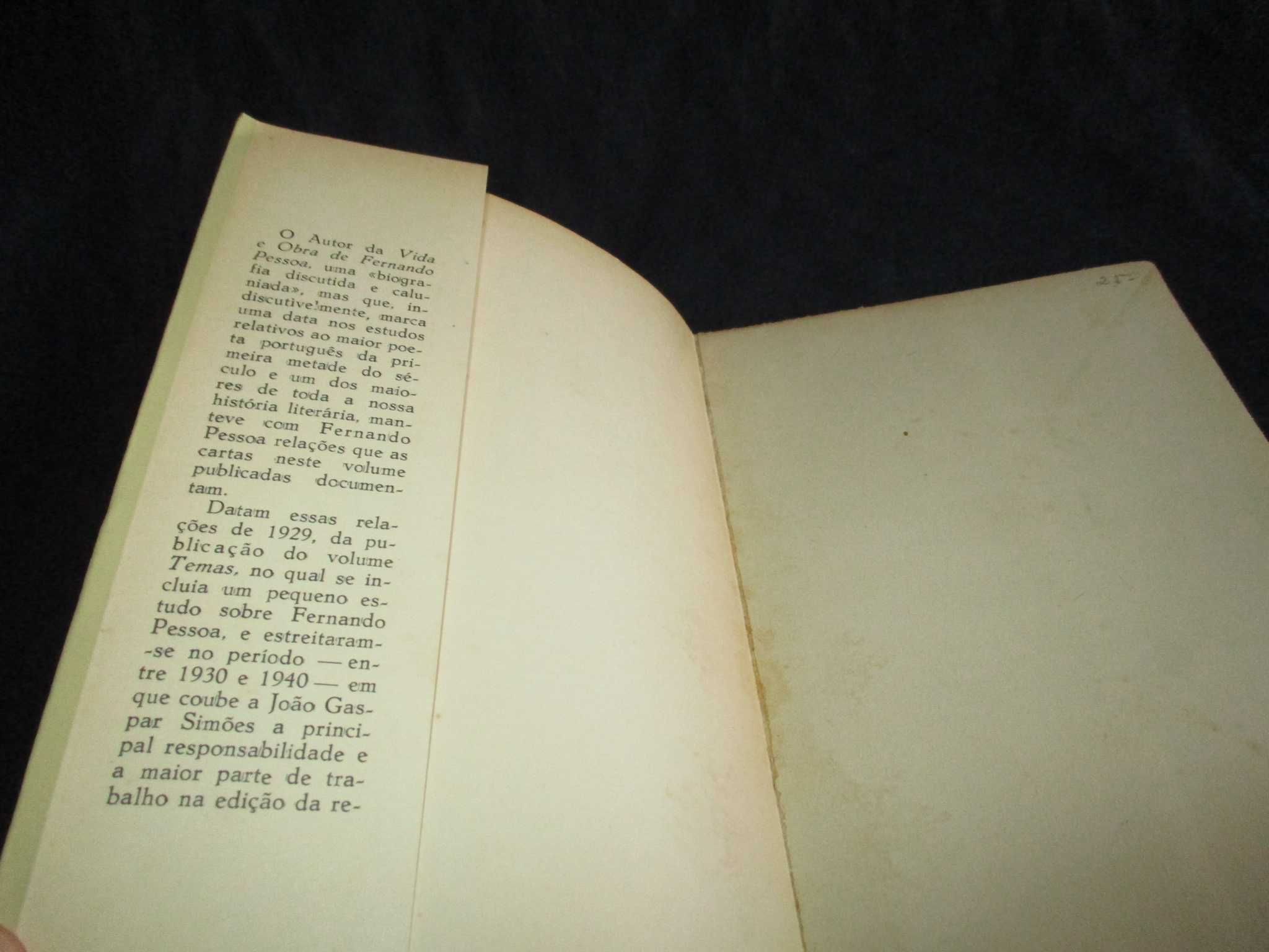 Livro Cartas de Fernando Pessoa a João Gaspar Simões 1ª edição