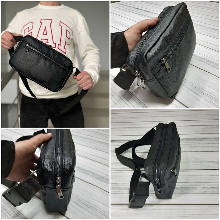 Сумка чорна через плече .Чоловіча барсетка,бананка