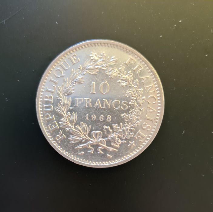 Moeda de 10 Francos de 1968 (Prata)