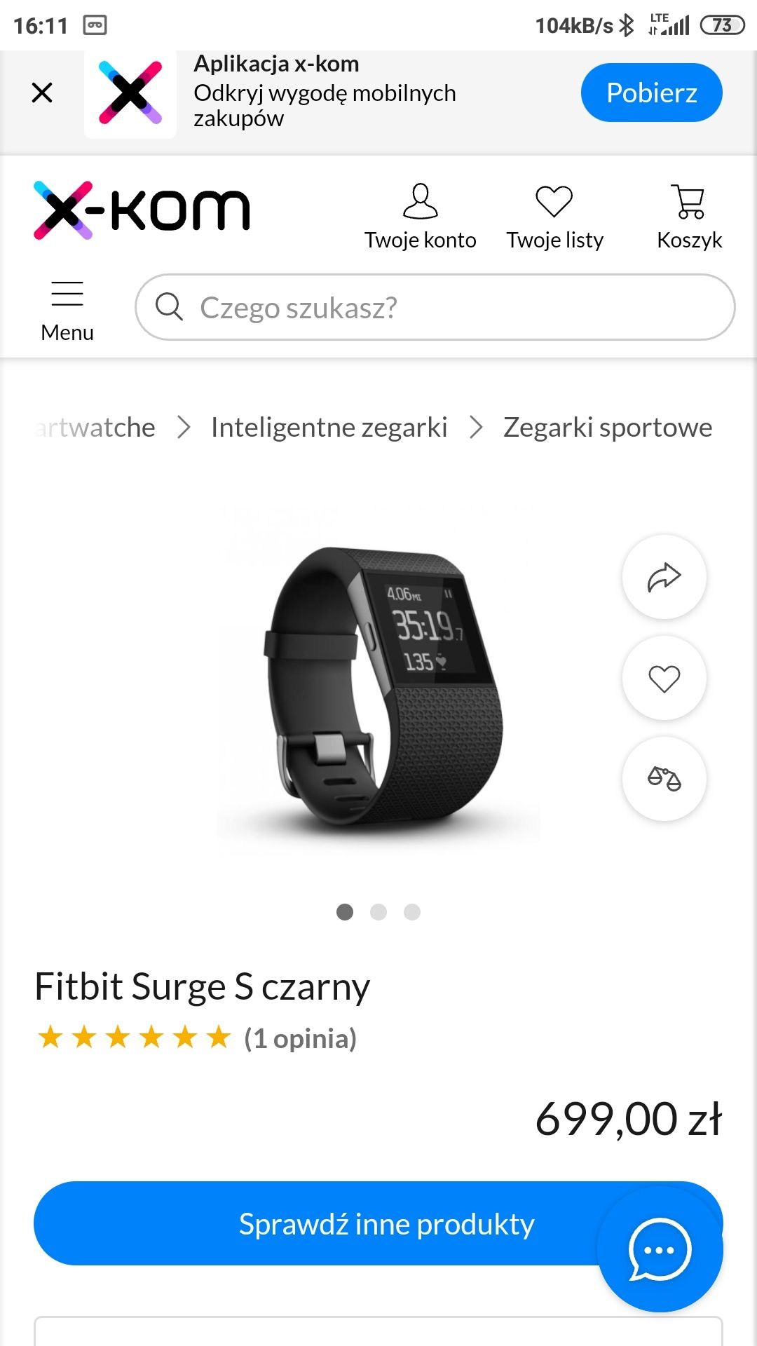 Fitbit Surge jak nowy, Smartwatch, GPS i inne.